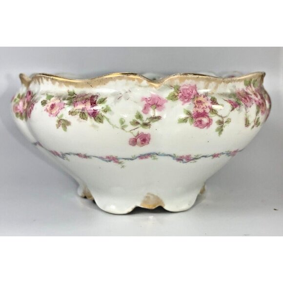 Limoges 4.5" Serving Bowl Gold Trim with Pink Roses Haviland Limoges France - Picture 5 of 9